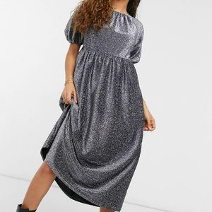 ASOS Glitter Puff Sleeve Dress